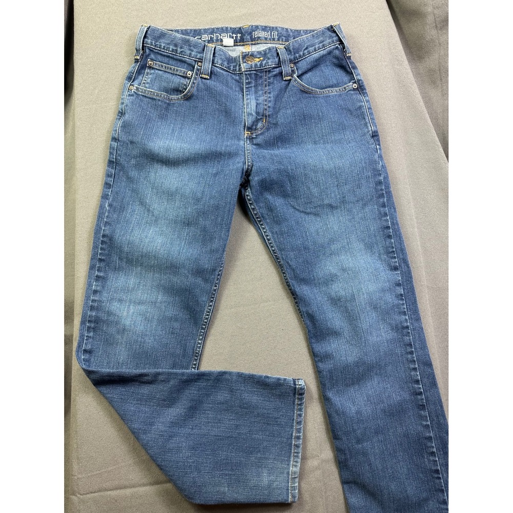 Carhartt Relaxed Fit Straight Leg Jeans Men's 31x30 Medium Wash Blue Denim - Picture 2 of 14